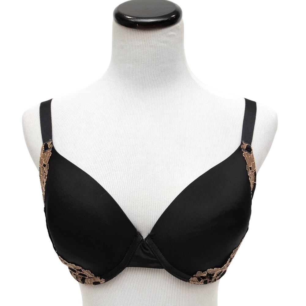 Wacoal Black Lace Opulence Contour Bra 853112 Size 32DD
